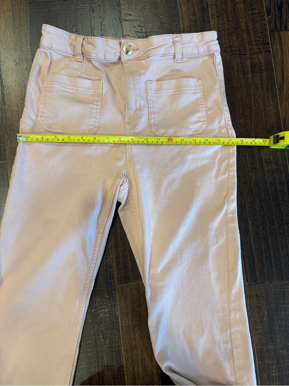 Le Château High Waist Patch Pocket Utility Jeans in Dusty Pink | Raw Hem - Picture 4 of 11